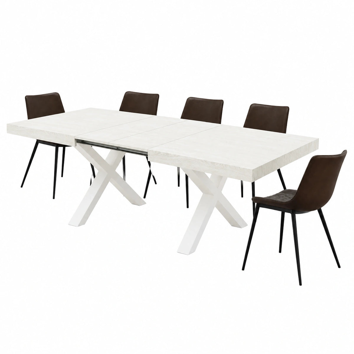 Tavolo Allungabile Linda, Design Moderno, Gambe Incrociate Bianche, 180x90x76 cm
