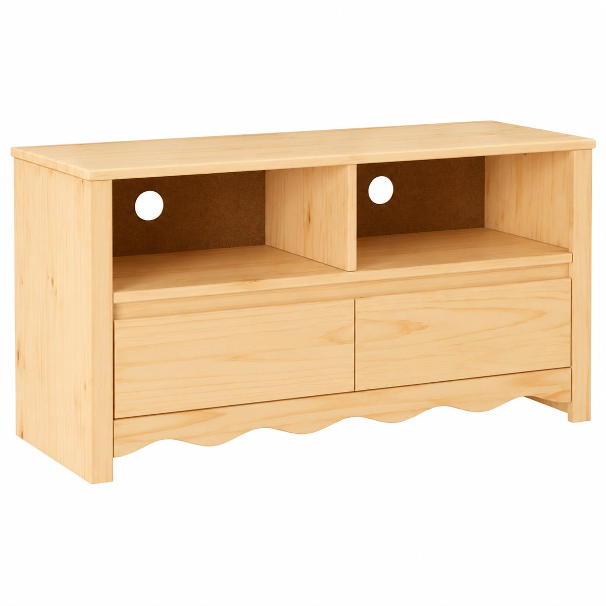 Mobile TV moderno in pino massiccio con cassetti e ripiani, 99x43x55 cm