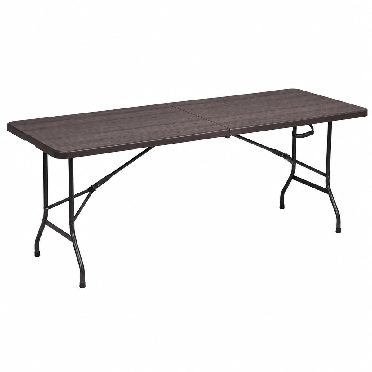 XONE Tavolo Pieghevole in Legno Scuro con Metallo e Resina, 180x75,5x74cm, per Casa e Giardino
