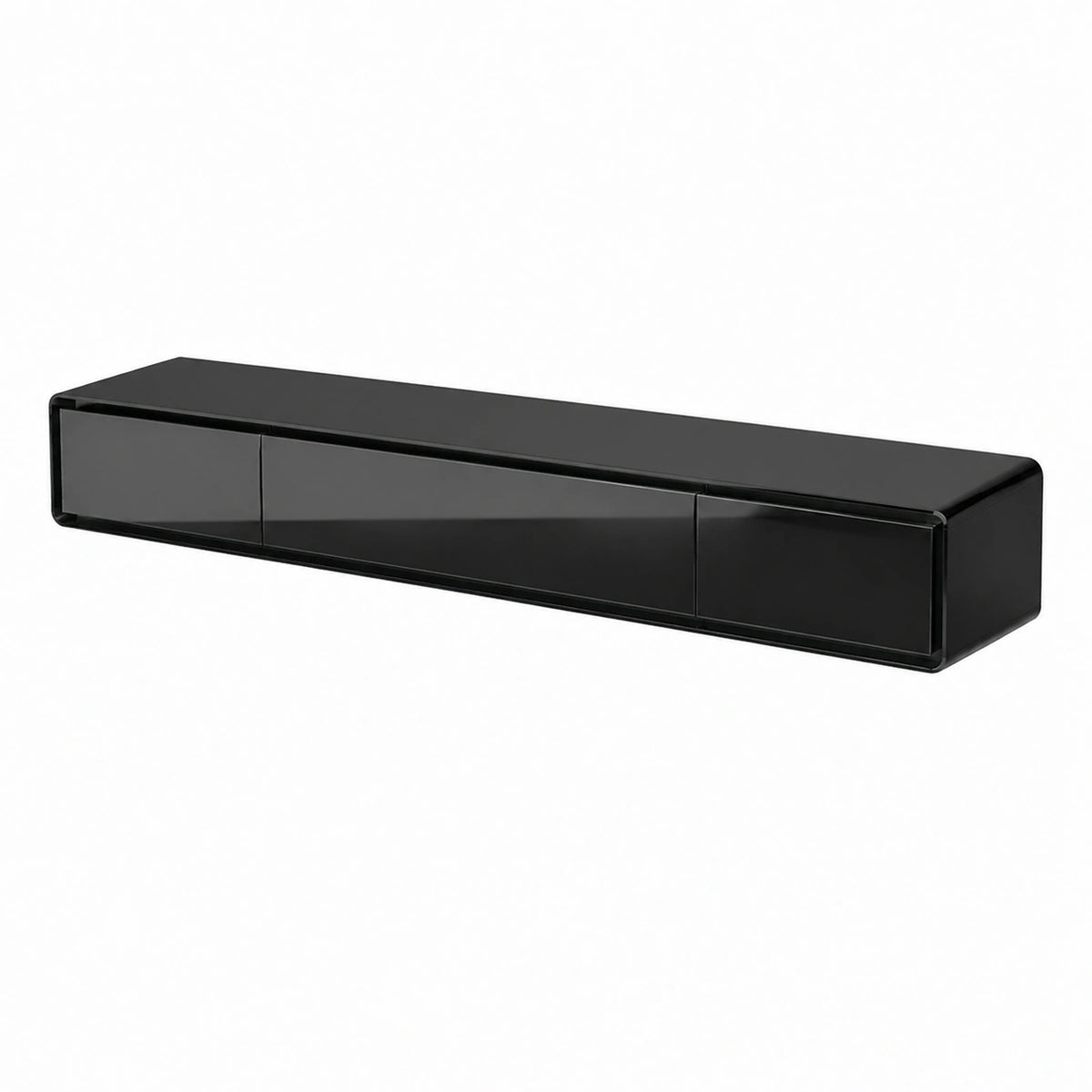 Mobile TV sospeso a 2 ante con mensola integrata, design moderno ed elegante, salvaspazio per salotti compatti, finitura opaca in grigio e nero, 240 cm