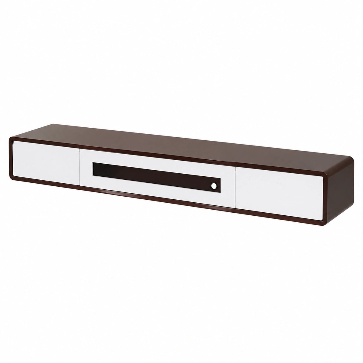Mobile TV Sospeso Moderno, Consolle Elegante per Soggiorno e Camera da Letto, Bianco e Marrone, 220 cm