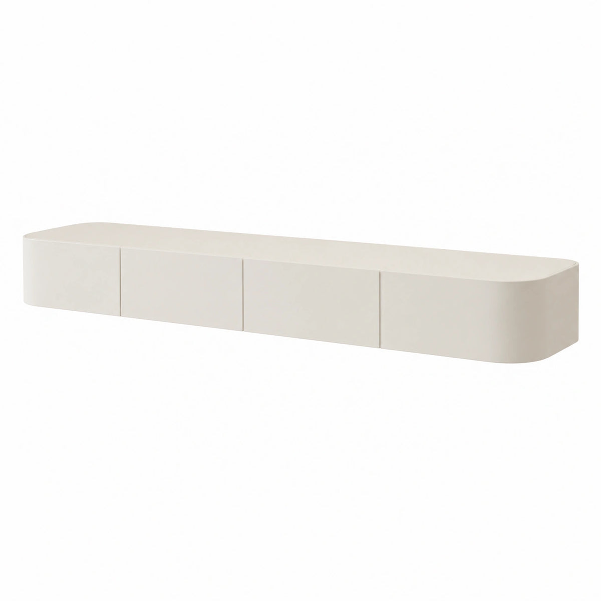 Mobile TV sospeso 240 cm, bianco, per soggiorno e sala da pranzo, con contenitore elegante