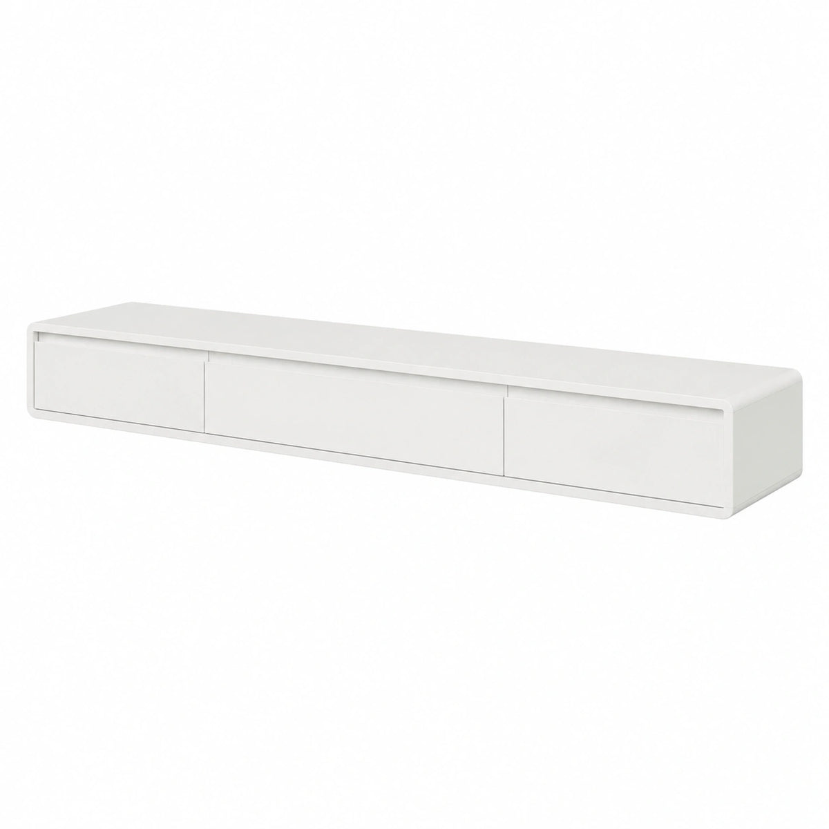 Mobile TV Sospeso Moderno con Console Media e Ripiani, Bianco, 140 x 24 x 20 cm