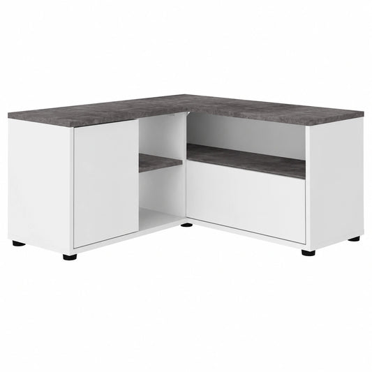 Mobile Porta TV Angolare Bianco e Cemento, Modello Moderno 90x90x45 cm