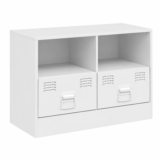 Mobile TV moderno bianco con vano portaoggetti e maniglie 67x39x44 cm