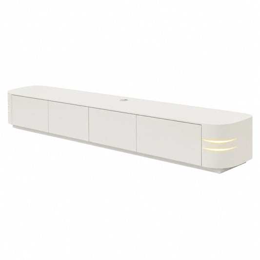 Consolle TV Moderna in Legno con Ripiani e Ante, Adatta a Schermi Grandi, per Soggiorno, Colore Bianco, 160 cm