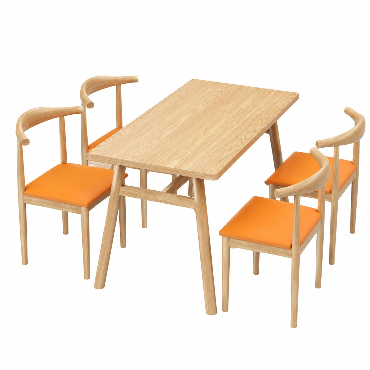 Set da pranzo rustico: tavolo rettangolare grande con 4 sedie imbottite