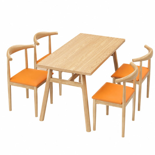 Set da pranzo rustico: tavolo rettangolare grande con 4 sedie imbottite