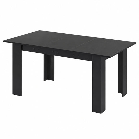 Tavolo da Pranzo Allungabile Moderno, Piano Regolabile con Gambe L, Design Salvaspazio per Cucina e Soggiorno (Nero)