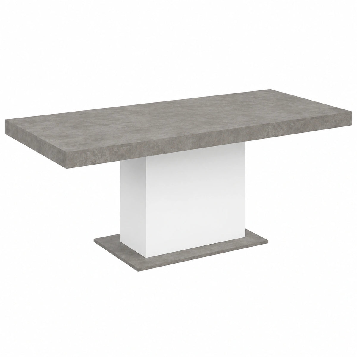 Tavolo da Pranzo Allungabile EDEN per 6-10 Persone, Cemento e Bianco, 160-200 cm