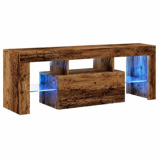 Mobile Porta TV con LED in Legno Antico 120x36,5x40 cm, Centro Multimediale Elegante