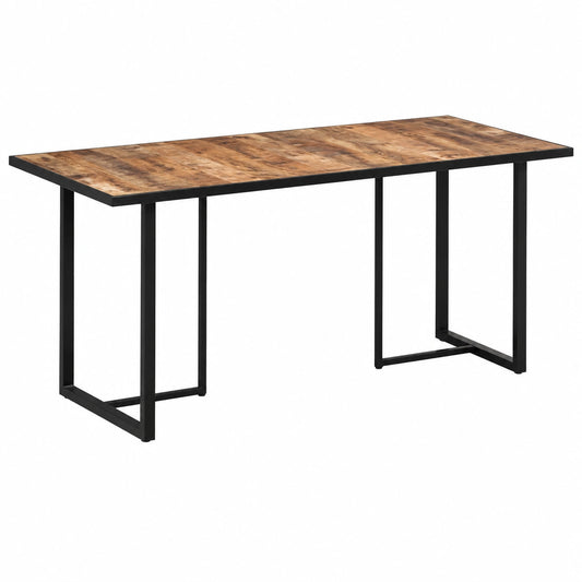 Tavolo da Pranzo in Legno di Mango e Ferro, Design Industriale, 180x90x76 cm