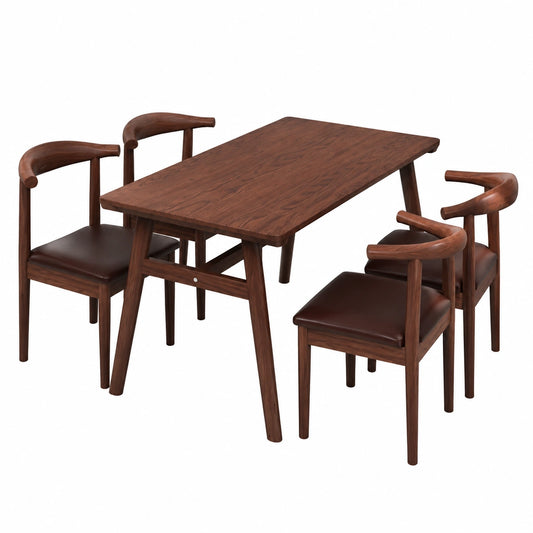 Set da pranzo 5 pezzi: tavolo rettangolare e 4 sedie imbottite per casa rustica