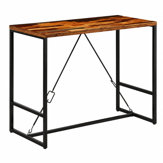Tavolo rustico in legno riciclato e acciaio, 120 x 60 x 106 cm, per cucina e soggiorno