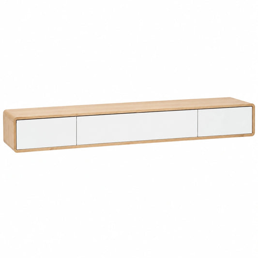 Mobile TV sospeso moderno 160 cm in legno e bianco, armadio salvaspazio con ante per soggiorno, design elegante e funzionale