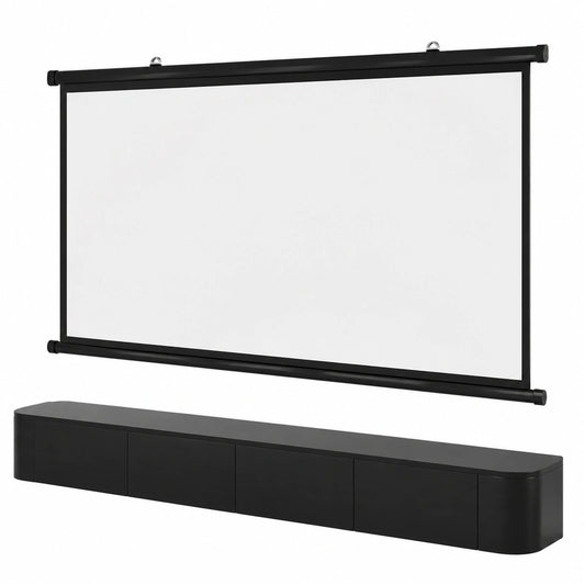 Mobile TV Lar Sospeso in Legno Massello Nero con Ante Stora - Mensola Moderna ed Elegante 160 cm