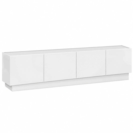Mobile TV in Legno Bianco Lucido con 4 Ante e 2 Ripiani, 180x35x45,4 cm