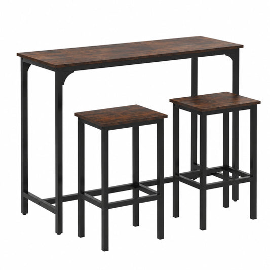 Set Tavolo Alto Cucina con 2 Sgabelli, Design Industriale in Metallo, Salvaspazio per Cucina o Ristorante